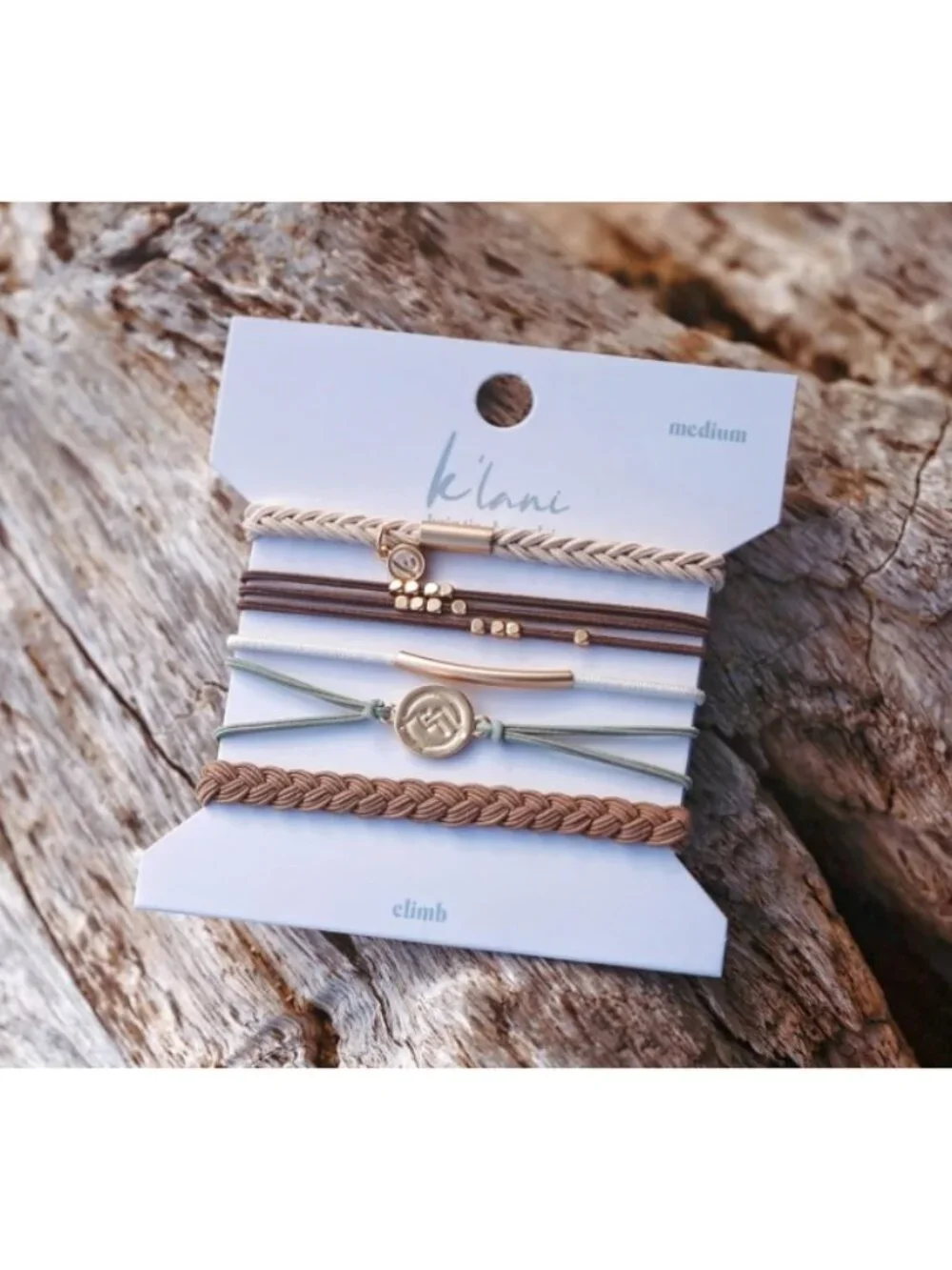K'Lani Hair Tie Bracelets - Medium - Set of 5 "Climb" - Picture 4 of 4